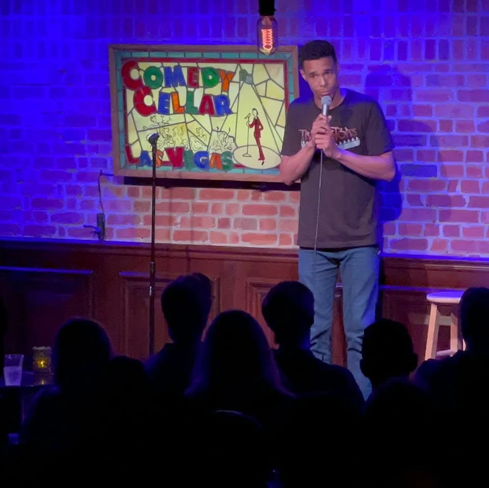 Brandon Killough performing stand-up at Comedy Cellar